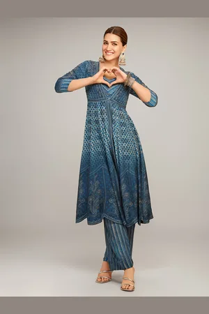 Biba Geometric Printed Anarkali Kurta With Palazzos