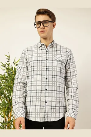 VALEN CLUB Men Premium Spread Collar Checked Cotton Slim Fit Casual Shirt