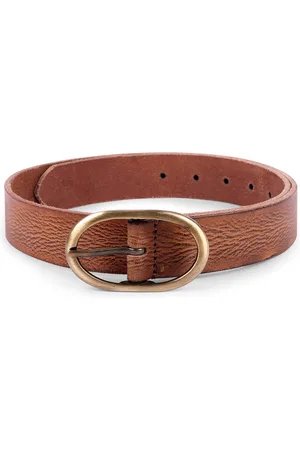 BELWABA Men Tan Textured Leather Formal Belt