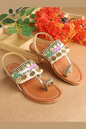 LIL PITAARA Girls Embellished Tassels Detail One Toe Flats