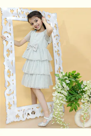KidsDew Self Design Layered Fit & Flare Dress