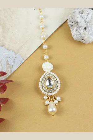 asthetika Girls Kundan Studded Maang Tikka Head Jewellery
