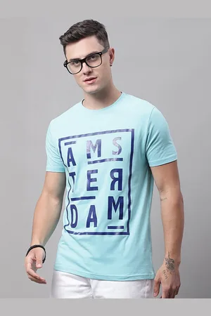 DOOR74 Men Typography Printed Round Neck Cotton T-shirt