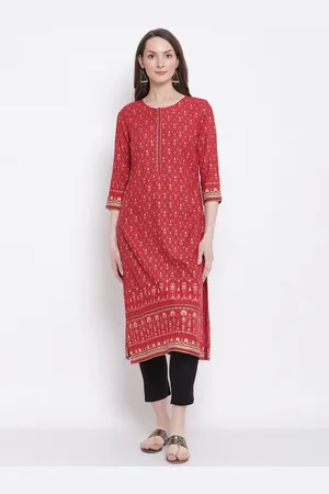 CANTABIL Women Maroon Floral Printed Kurta