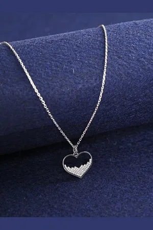 CLARA Rhodium-Plated Cubic Zirconia-Studded 925 Sterling Silver Pendants with Chains