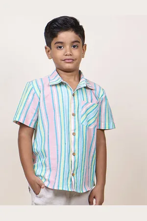 Jilmil Boys Candy Striped Spread Collar Casual Shirt
