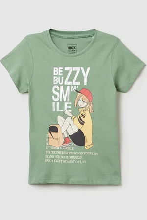Max Collection Girls Graphic Printed Round Neck Cotton T-shirt