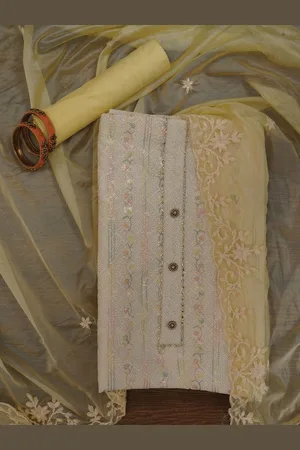 Jaipur Sequin Embroidered Silk Blend Dress Material with Dupatta