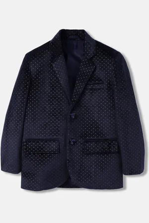 Blue Giraffe Boys Printed Notched Lapel Single Breasted Blazer