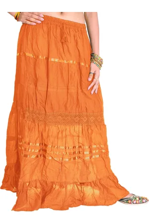 Exotic India Lace & Crochet Detail Long Skirt