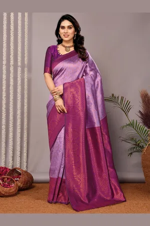 DIVASTRI Women Silk Blend Woven Design Zari Banarasi Saree With unstitched Blouse