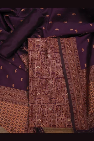 Jaipur Purple Paisley Woven Design Zari Unstitched Dress Material