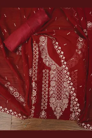 Jaipur Zari Silk Georgette Dress Material with Dupatta