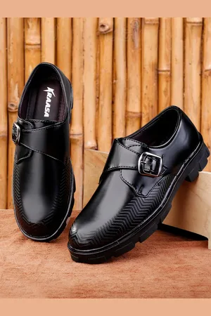 Kraasa Men Black Solid Formal Monk Shoes