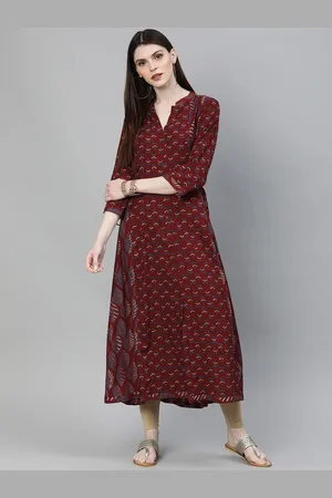 Kalini Ethnic Motifs Printed Mandarin Collar Anarkali Kurta