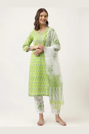 Kalini Floral Printed Regular Pure Cotton Kurta With Trousers & Dupatta