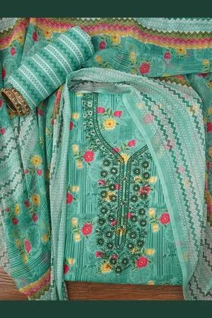 Jaipur Unstitched Embroidered Cotton Dress Material With Dupatta
