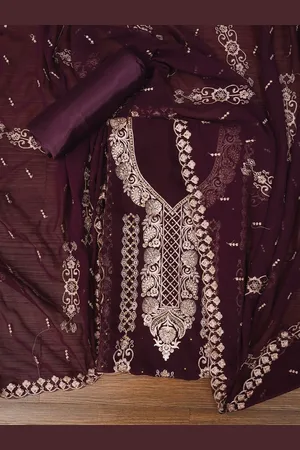 Jaipur Zari Silk Georgette Dress Material with Dupatta