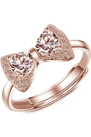 Myki Rose Gold-Plated CZ-Studded Adjustable Finger Ring