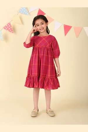 Fabindia Checked A-Line Dress