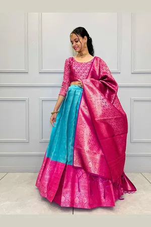 Fabcartz Girls Woven Design Semi-Stitched Lehenga & Unstitched Blouse With Dupatta