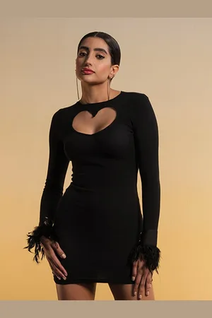 Oh So Fly Cotton Bodycon Cut Out Heart Dress