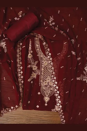 Jaipur Zari Silk Georgette Dress Material with Dupatta