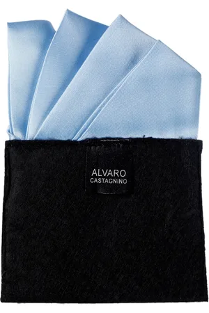 Alvaro Castagnino Men Blue Solid Pre-Stitched Pocket Square