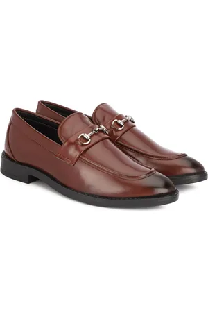 SHOZANIA Men Leather Formal Horsebit Loafers