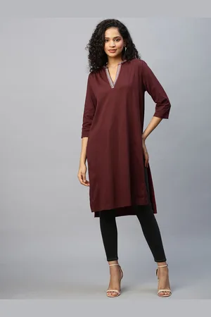 Chemistry Mandarin Collar Long Sleeves Pure Cotton Kurta