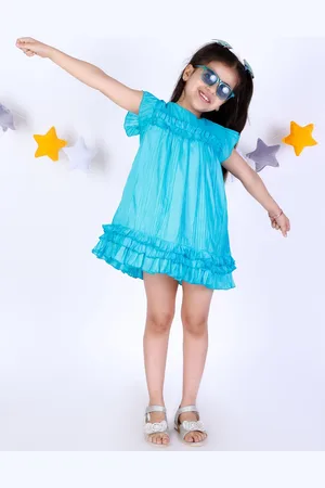 KidsDew Girls Blue Solid Dress