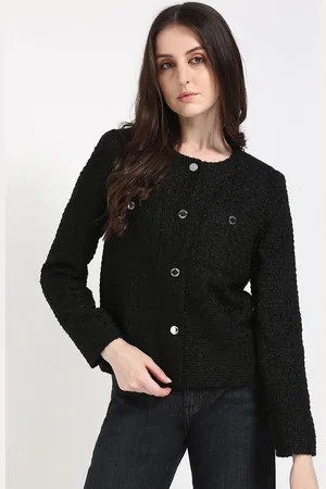 Calvin Klein Women Collarless Self Design Casual Tailored Jacket