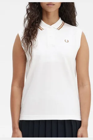 Fred Perry Women Polo Collar Sleeveless T-shirt