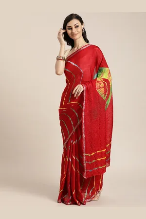 Jaipur Hand Dyed Red Leheriya Kota Silk Saree