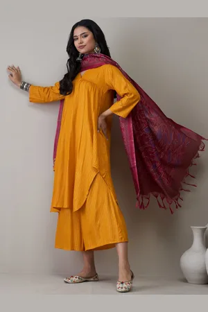 InWeave Women Striped Regular Kurta with Palazzos & With Dupatta