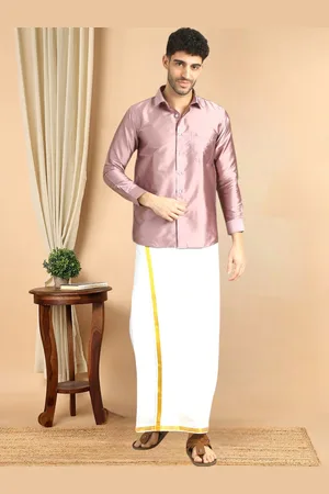TATTVA Men Classic Cutaway Collar Solid Poly Silk Slim Fit Casual Shirt