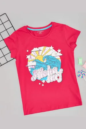 Pantaloons Girls Typography Applique T-shirt