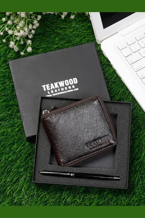 Teakwood Leathers Men Brown & Black Leather Accessory Gift Set