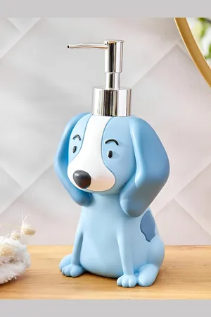 Home Centre Blue & White Textured Polyresin Soap Dispenser