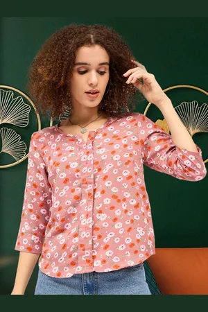 DressBerry Women Floral Printed Cotton Shirt Style Top
