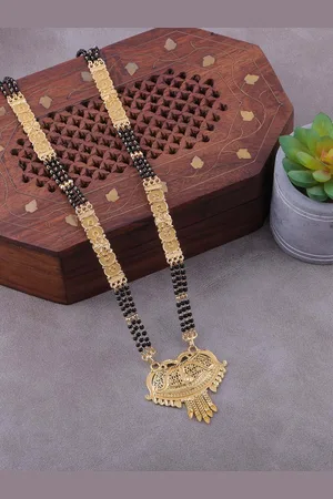 Brandsoon Gold-Plated Black Beaded Mangalsutra