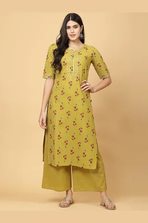 Pistaa Floral Printed Pure Cotton Kurta With Palazzo