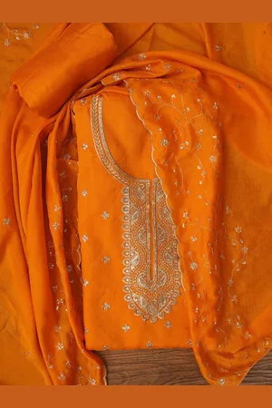 Jaipur Unstitched Embroidered Cotton Blend Dress Material With Dupatta