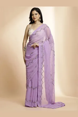Jaipur Women Embellished Sequinned Pure Georgette Saree