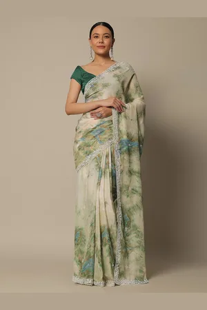 Trendmalls Ethnic Motifs Sequinned Pure Georgette Saree