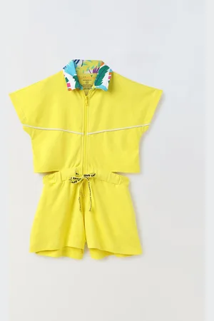 SPUNKIES Girls Shirt Collar Cotton Jumpsuit