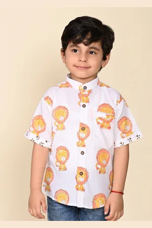 LIL PITAARA Boys Comfort Conversational Printed Cotton Casual Shirt