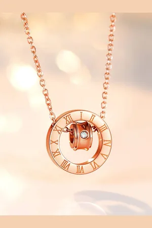 Myki Rose Gold-Plated CZ-Studded Interlock Pendant With Chain