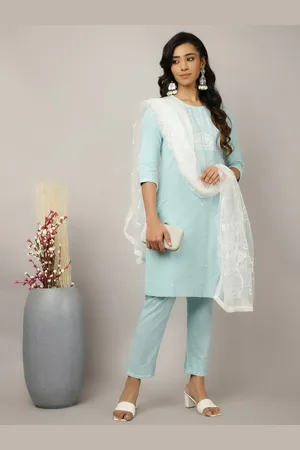 Jaipur Women Paisley Yoke Design Pure Cotton Kurta with Trousers & With Dupatta