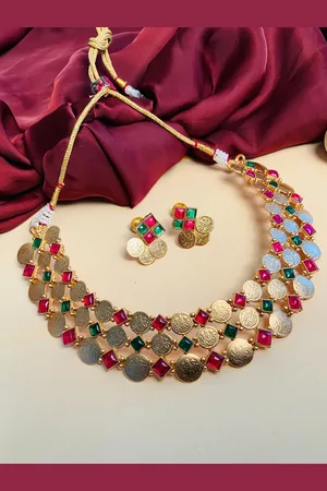ABDESIGNS Gold-Plated Antique Kemp Stone Necklace Set